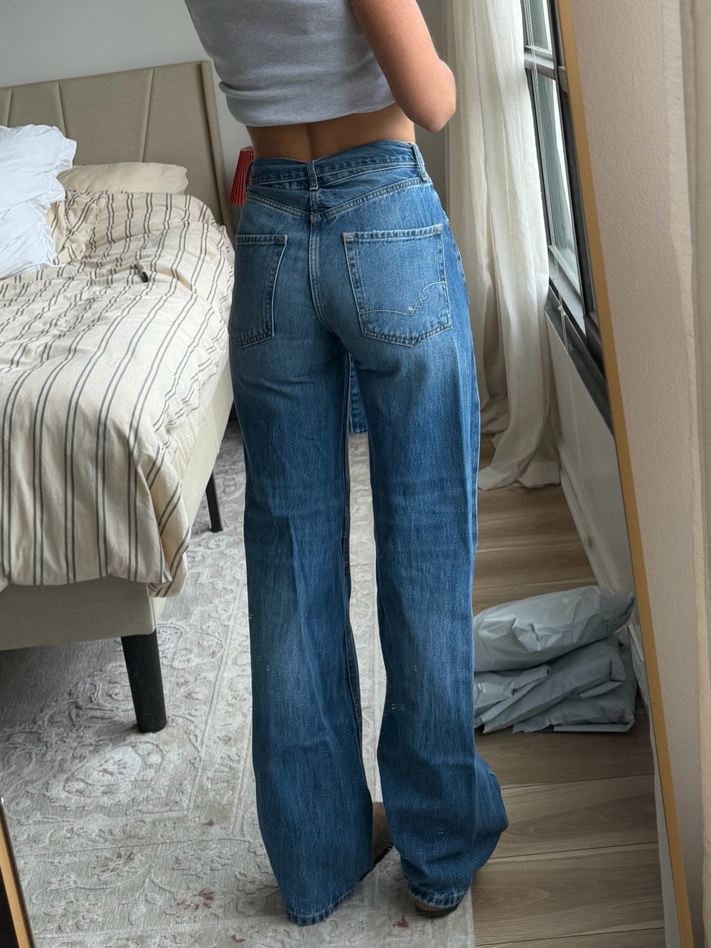 Free People High-Rise Wide Leg Women's Jeans with Jean belt